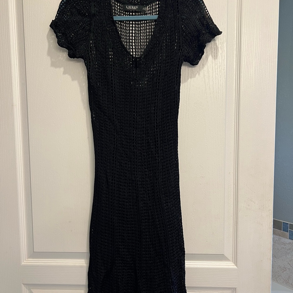 Ralph Lauren Elegant Black Crochet Dress